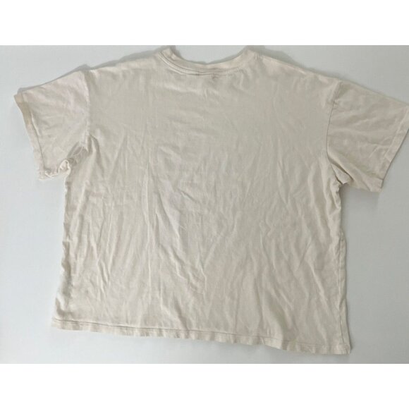 H&M The Rolling Stones T-Shirt Size XL Cream Lips Distressed Crop 100% Cotton - Picture 6 of 6